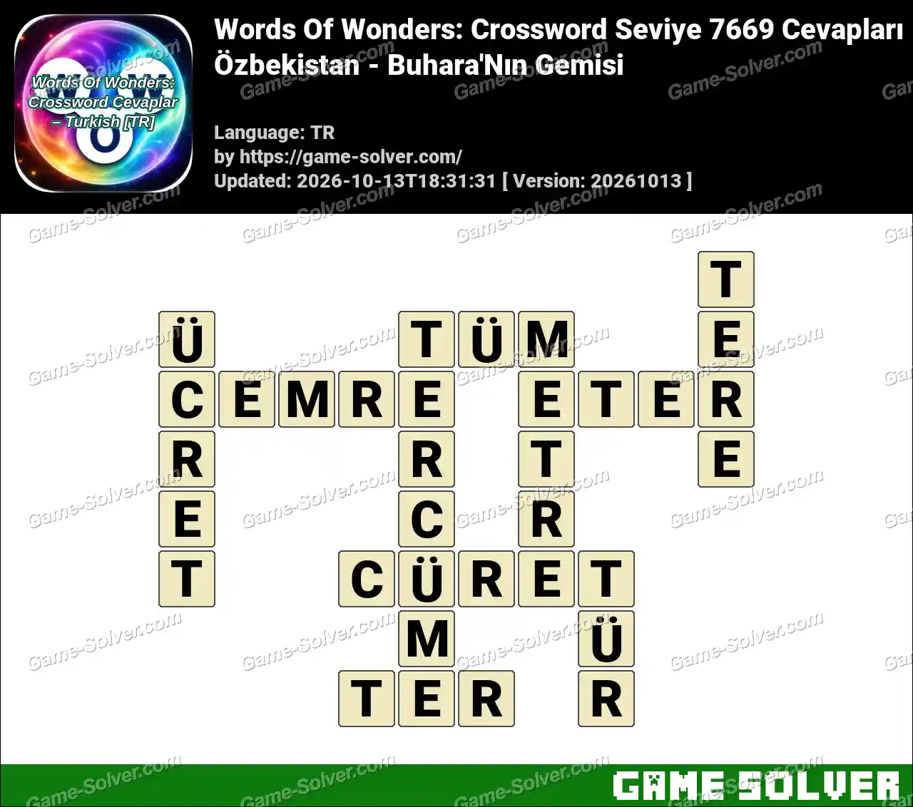 Words Of Wonders: Crossword Seviye 7669 Cevapları – Özbekistan – Buhara’Nın Gemisi